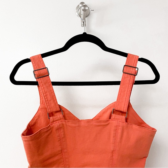 MP Denim Fall Halloween Chic Button Down Casual Coral Mini Jean Dress MEDIUM - Picture 4 of 5